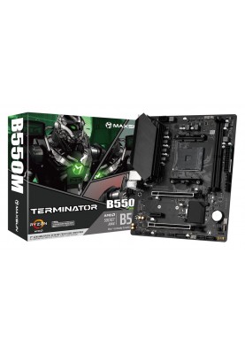 Мат.плата AM4 (B550) Maxsun Terminator B550M, B550, 2xDDR4, Int.Video(CPU), 4xSATA3, 1xM.2, PCI-E 16x 4.0, PCI-E 16x 3.0, PCI-E 1x 3.0, ALC897, RTL8111H, 2xUSB3.2/4xUSB2.0, VGA/HDMI, Micro ATX (MS-Terminator B550M)