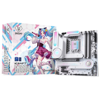 Мат.плата LGA1700, Maxsun iCraft B760M CROSS, B760, 4xDDR5, Int.Video(CPU), 4xSATA3, 1xPCI-E 16x 5.0, 1xPCI-E 4x 3.0, 1xPCI-E 1x, 3xM.2 4.0, RTL8125B, 4xUSB3.2/4xUSB2.0, 1xUSB TypeC 3.2, DP/HDMI, WiFi 6E+BT5.3, 14phase, ARGB,MicroATX(MS-iCraft B760M CROSS