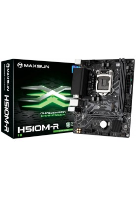 Мат.плата 1200 (H510) Maxsun Challenger H510M-R V2, H510, 2xDDR4, Int.Video(CPU), 4xSATA3, 1xPCI-E 16x 4.0, 1xPCI-E 1x, M.2 3.0, RTL8111H, 2xUSB3.2/2xUSB2.0, VGA/HDMI, MicroATX (MS-Challenger H510M-R V2)