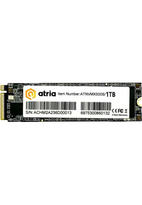 Твердотільний накопичувач SSD 1Tb, Atria X500S, PCI-E 3.0 x4, M.2 2280, 3D TLC, 3100/1950 МБ/с (ATNVMX500S/1024)