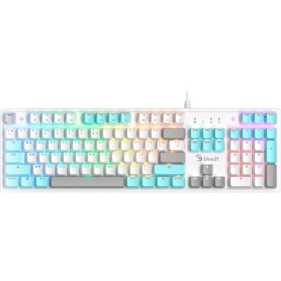 Клавіатура A4Tech Bloody S510R (Icy White), RGB підсвічування, підключення дротове, USB, 446 x 132 x 37 мм, довжина кабелю 1.8 м