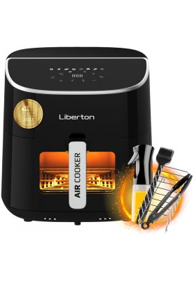 Мультипіч Liberton LAF-3204, Black, 2000W, 8л, 8 програм, керування сенсорне, таймер, автовідключення, антипригарне покриття чаші, 30-200 ˚C, оглядове вікно, спрей для олії, тримач для тостів, щипці для іжі, щітка для олії, внутрішня підсвітка