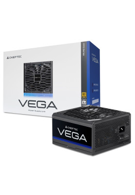 Блок живлення 850 Вт, Chieftec VEGA, Black, 80+ Gold, 135 мм FDB, 3xMolex / 6xSATA / 1x16-pin / 4x6+2-pin / 2x4+4-pin / 1x20+4-pin, захист AFC/OPP/OTP/OVP/SCP/SIP/UVP/OCP, ATX 12V 3.1 (PPG-850-S)