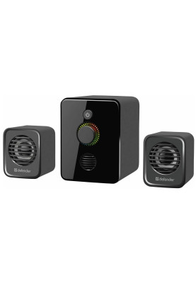 Колонки Defender V12 Black (65212), 2.1-канальный звук, 2 x 3 Вт + 5 Вт, USB, mini-jack 3.5 мм, подсветка LED, кабель 0.9 м