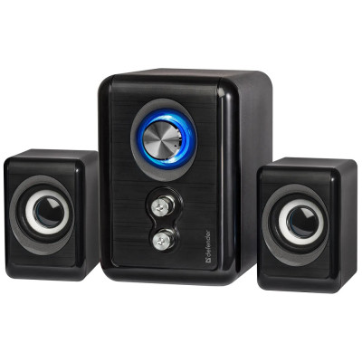 Колонки Defender V11 Black (65111), 2.1-канальний звук, 2 x 3 Вт + 5 Вт, USB, mini-jack 3.5 мм, підсвічування LED, кабель 1 м