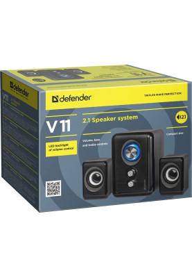 Колонки Defender V11 Black (65111), 2.1-канальний звук, 2 x 3 Вт + 5 Вт, USB, mini-jack 3.5 мм, підсвічування LED, кабель 1 м