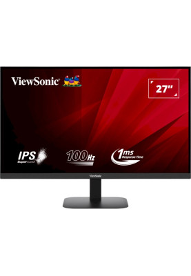 Монітор 27" ViewSonic VA2708-2K-HD, Black, WLED, IPS, 2560x1440 (16:9), 1 мс, 100 Гц, 250 кд/м², 1000:1, 178°/178°, 2xHDMI/DP, VESA 75x75 мм