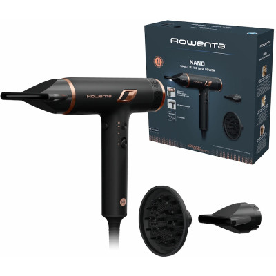 Фен Rowenta CV6430F0, Black, 2100 Вт, 3 режими, 2 швидкості, холодне обдування, кабель 1.8 м, насадка-концентратор, насадка-дифузор, іонізація