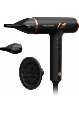 Фен Rowenta CV6430F0, Black, 2100 Вт, 3 режими, 2 швидкості, холодне обдування, кабель 1.8 м, насадка-концентратор, насадка-дифузор, іонізація