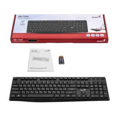 Клавіатура Genius KB-7200 Black, 2.4GHz / USB, батарейки ААА, 436 x 140 x 23.3 мм, кількість клавіш 104 (31320002406)