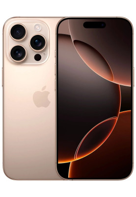 Смартфон Apple iPhone 16 Pro (A3293), Desert Titanium, 1Tb, Nano-SIM + eSIM, 6.3" (2622х1206, OLED, 460 ppi), A18 Pro (6 ядер), WiFi 7, Bluetooth 5.3, 5G, NFC, 48Mp/48Mp/12Mp + 12Mp, Type-C, iOS 18 (MYNW3SX/A)