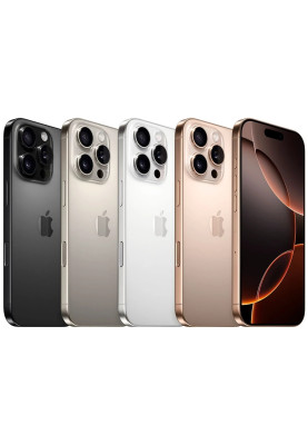 Смартфон Apple iPhone 16 Pro (A3293), Desert Titanium, 1Tb, Nano-SIM + eSIM, 6.3" (2622х1206, OLED, 460 ppi), A18 Pro (6 ядер), WiFi 7, Bluetooth 5.3, 5G, NFC, 48Mp/48Mp/12Mp + 12Mp, Type-C, iOS 18 (MYNW3SX/A)