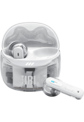 Навушники бездротові JBL Tune Flex 2, Ghost White, Bluetooth, мікрофон, акумулятор 545 mAh, чохол з функцією зарядки, технологія "JBL Pure Bass Sound" (JBLTFLEX2GWHT)