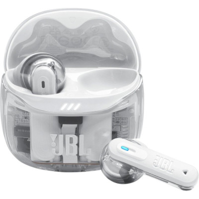 Навушники бездротові JBL Tune Flex 2, Ghost White, Bluetooth, мікрофон, акумулятор 545 mAh, чохол з функцією зарядки, технологія "JBL Pure Bass Sound" (JBLTFLEX2GWHT)
