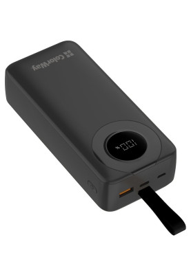 Універсальна мобільна батарея 30000 mAh, ColorWay EnergyPlus, Black, 22.5 Вт, 1xType-C (PD3.0) / 1xUSB (QC4.0), вбуд. кабель Type-C / Lightning, цифровий LED дисплей (CW-PB300LPB4BK-PDD)