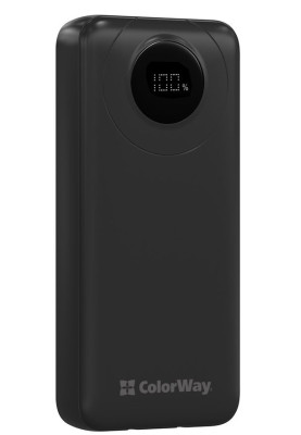 Універсальна мобільна батарея 20000 mAh, ColorWay EnergyPlus, Black, 22.5 Вт, 1xType-C (PD3.0) / 1xUSB (QC4.0), вбуд. кабель Type-C / Lightning, цифровий LED дисплей (CW-PB200LPB4BK-PDD)