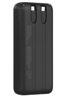 Універсальна мобільна батарея 20000 mAh, ColorWay EnergyPlus, Black, 22.5 Вт, 1xType-C (PD3.0) / 1xUSB (QC4.0), вбуд. кабель Type-C / Lightning, цифровий LED дисплей (CW-PB200LPB4BK-PDD)