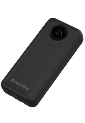 Універсальна мобільна батарея 20000 mAh, ColorWay EnergyPlus, Black, 22.5 Вт, 1xType-C (PD3.0) / 1xUSB (QC4.0), вбуд. кабель Type-C / Lightning, цифровий LED дисплей (CW-PB200LPB4BK-PDD)