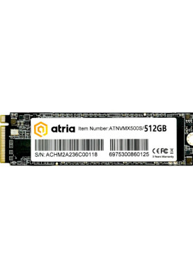 Твердотільний накопичувач SSD 512Gb, Atria X500S, PCI-E 3.0 x4, M.2 2280, 3D TLC, 2800/1300 МБ/с (ATNVMX500S/512)