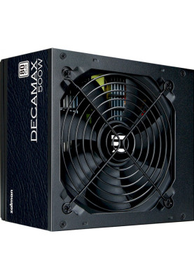Блок живлення 500 Вт, Zalman Decamax, Black, 80 Plus, Active PFC, 12 см HDB, 3xMolex / 4xSATA / 2x6+2-pin / 1x4+4-pin / 1x20+4-pin, захист OPP/OVP/UVP/SCP, ATX V2.31 (ZM500-LX3)