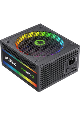 Блок живлення 750 Вт, GameMax RGB 750 PRO, Black, модульний, 80+ Gold, Active PFC, 14 см з ARGB підсвічуванням, 3xMolex / 8xSATA / 1x16-pin / 2x6+2-pin / 2x4+4-pin / 1x20+4 pin, захист OVP/UVP/OCP/OLP/OPP/SCP