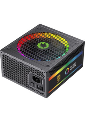 Блок живлення 750 Вт, GameMax RGB 750 PRO, Black, модульний, 80+ Gold, Active PFC, 14 см з ARGB підсвічуванням, 3xMolex / 8xSATA / 1x16-pin / 2x6+2-pin / 2x4+4-pin / 1x20+4 pin, захист OVP/UVP/OCP/OLP/OPP/SCP