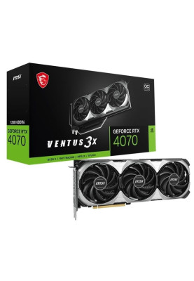 Відеокарта GeForce RTX 4070, MSI, VENTUS 3X E1 OC, 12Gb GDDR6, 192-bit, HDMI/3xDP, 2520/20000 MHz, 8-pin (RTX 4070 VENTUS 3X E1 12G OC)