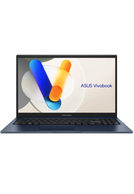 Ноутбук 15" Asus VivoBook 15 X1504ZA-BQ359 Blue 15.6" (1920x1080, IPS, 60Hz) , Intel Core i5-1235U (10x1.3-4.4GHz), 16GB DDR4, SSD 1TB, Intel UHD Graphics, WiFi 6E, Bluetooth 5.3, Web, 1xType-C/2xUSB 3.2/1xUSB2.0, HDMI, 42 Wh, DOS (90NB1021-M012