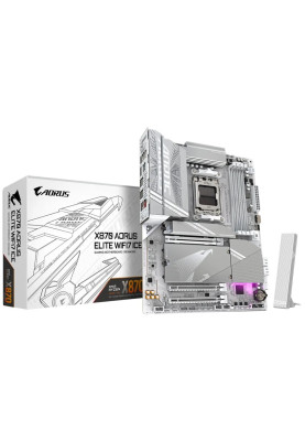 Материнська плата AM5 Gigabyte X870 AORUS ELITE WIFI7 ICE, X870, 4xDDR5, Int.Video (CPU), 4xSATA3, 4xM.2, 1xPCI-E 5.0 x16, 1xPCI-E 4.0 x16, 1xPCI-E 3.0 x16, ALC1220, Realtek 2.5GbE, WiFi 7, Bluetooth 5.4, HDMI/2xType-C, ATX