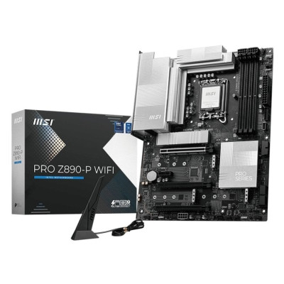 Материнська плата LGA1851, MSI PRO Z890-P WIFI, Z890, 4xDDR5, 1xPCI-E 5.0 x16, 2xPCI-E 4.0 x16, 1xPCI-E 4.0 x1, 4xSATA3, 4xM.2, ALC897, RTL8126, WiFi 7, Bluetooth 5.4, HDMI/DP/Type-C, ATX