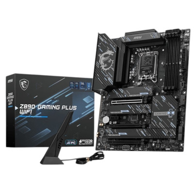 Материнська плата LGA1851, MSI Z890 GAMING PLUS WIFI, Z890, 4xDDR5, 1xPCI-E 5.0 x16, 2xPCI-E 4.0 x16, 1xPCI-E 4.0 x1, 4xSATA3, 4xM.2, ALC897, Killer E5000, WiFi 7, Bluetooth 5.4, HDMI/DP/Type-C, ATX