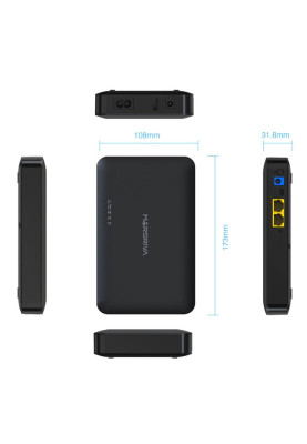 Джерело безперебійного живлення для роутера Marsriva KP2 EC, Black, 8000 mAh (29.6Wh), 1xDC (9V/2.0A или 12V/1.5A), 1xDC (5V/2.1A), 1xUSB (5V/2.1A), PoE (24V/0.75A)