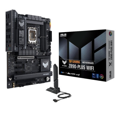 Материнська плата LGA1851, Asus TUF GAMING Z890-PLUS WIFI, Z890, 4xDDR5, 1xPCI-E 5.0 x16, 1xPCI-E 4.0 x16, 1xPCI-E 4.0 x4, 2xPCI-E 4.0 x1, 4xSATA3, 4xM.2, ALC1220P, Intel 2.5Gb, WiFi 7, Bluetooth 5.4, HDMI/DP/2xType-C, ATX