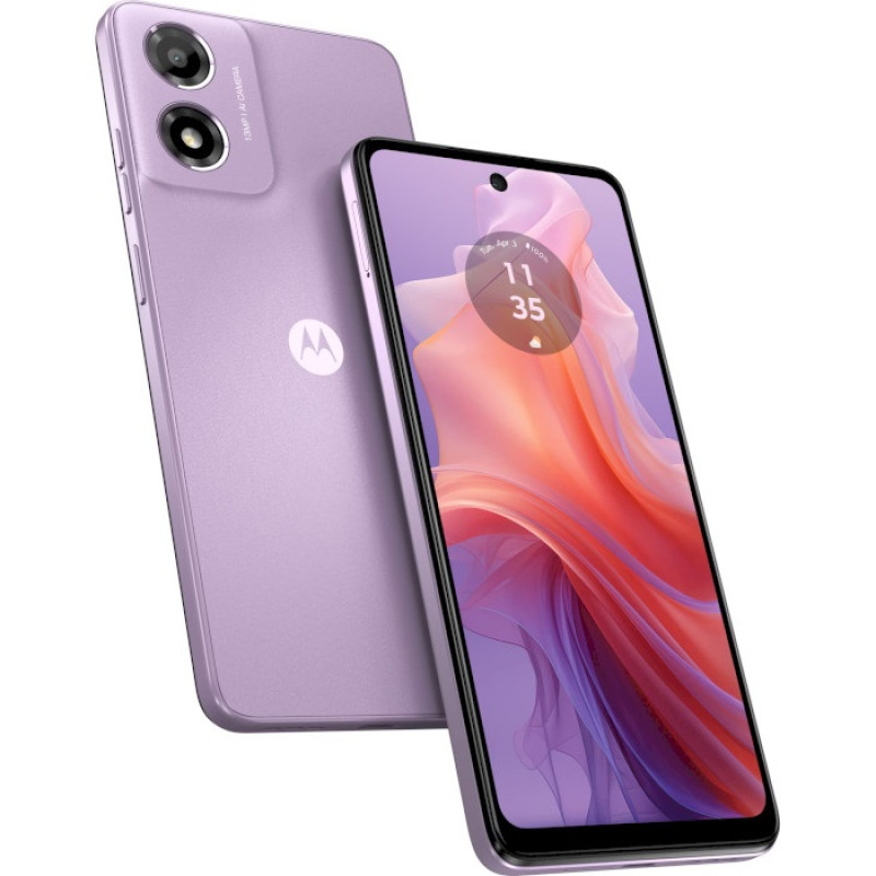 Смартфон Motorola E14, Pastel Purple, 6.56" (1612x720, 90 Гц, IPS), Unisoc Tiger T606 (8 ядер), Mali-G57 MP1, 2Gb, 64Gb, 13Mp + 5Mp, WiFi 6, Bluetooth 5.0, Type-C, 5000 mAh, Android 14 (PB3E0002UA)