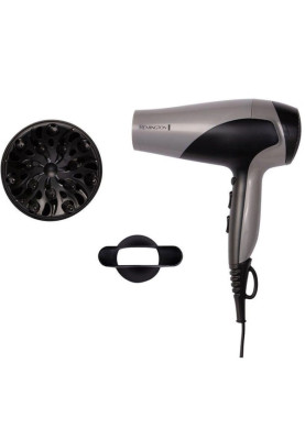 Фен Remington D3190S, Black, 2200W, 2 швидкості, 3 режими, іонізація, стандартний концентратор (11мм), дифузор (45761560100)