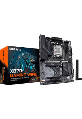 Материнська плата AM5 Gigabyte X870 GAMING WIFI6, X870, 4xDDR5, Int.Video (CPU), 4xSATA3, 3xM.2, 1xPCI-E 5.0 x16, 2xPCI-E 3.0 x16, Realtek 7.1, Realtek 2.5GbE, WiFi 6, Bluetooth 5.3, 7xUSB3.2/8xUSB2.0, HDMI/2xType-C, ATX