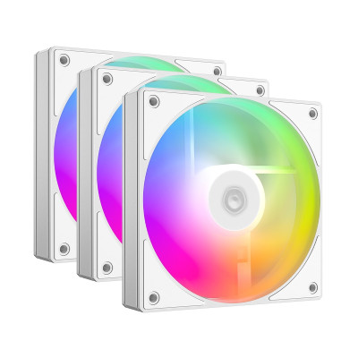 Вентилятор 120 мм, ID-Cooling AS-120-ARGB-W TRIO, White, 3 шт, 120x120x25 мм, ARGB підсвітка, 300-2000 об/хв, 13.8~27.2dB(A), 4-pin (PWM) / 3-pin (ARGB)