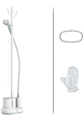 Відпарювач Tefal IT3274E1, White, 2000W, паровий удар 42 г/хв, об'єм бака для води 1400 мл, довжина шлангу 2 м, щільна текстильна щітка, термо-рукавичка, 2 затискачі для підвішування