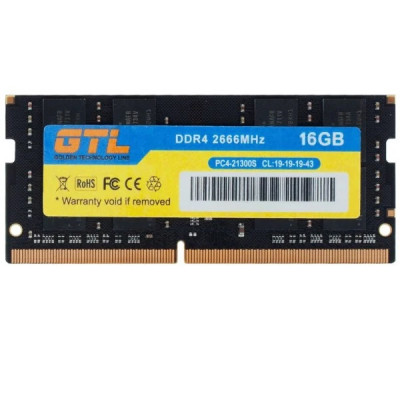 Пам'ять SO-DIMM, DDR4, 16Gb, 2666 MHz, GTL, 1.2V, CL19 (GTLSD16D426BK)