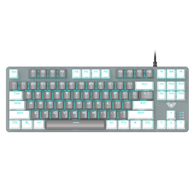 Клавіатура Aula F3287 KRGD Blue EN/UA White/Grey, USB, кабель 1.6 м, 359 х 128.6 х 37.1 мм, RGB підсвічування, кількість клавіш 87 (6948391240688)