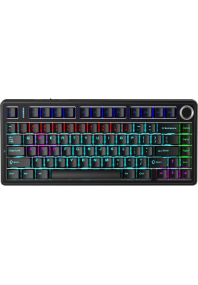 Клавіатура Aula F75 KRGD Blue EN/UA Black, USB, кабель 1.8 м, 327 x 143 x 43.1 мм, RGB підсвічування, кількість клавіш 80 (6948391202846)
