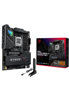 Материнська плата AM5 Asus ROG STRIX B850-F GAMING WIFI, B850, 4xDDR5, Int.Video (CPU), 2xSATA3, 4xM.2, 1xPCI-E 5.0 x16, 1xPCI-E 4.0 x16, ALC4080 + SV3H712, Intel 2.5Gb, WiFi 7, Bluetooth 5.4, 10xUSB 3.2 / 6xUSB 2.0, HDMI/DP, ATX