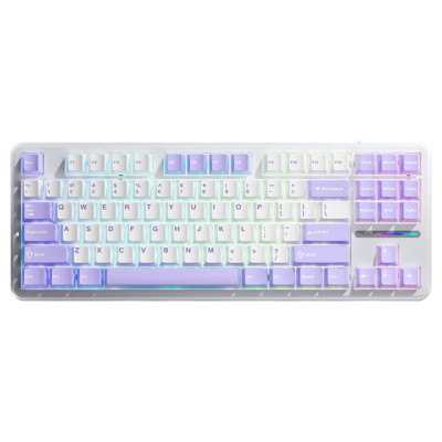Клавіатура Aula F87 EN/UA White/Lilac, USB, кабель 1.8 м, 365.9 х 139 х 41.1 мм, підсвічування, кількість клавіш 87 (6948391202464)