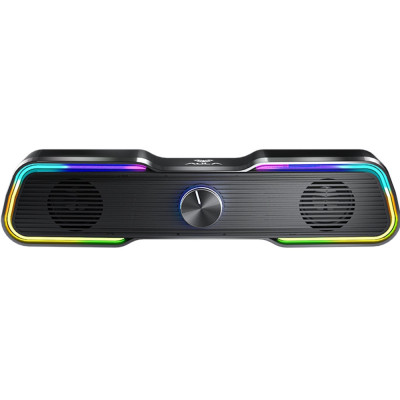Акустична колонка Aula N-169B, Black, 2 x 3 Вт, пластиковий корпус, RGB, mini jack, USB, живлення від мережі (6948391265056)