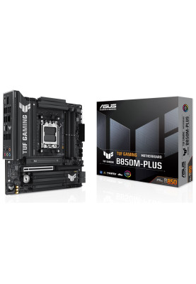 Материнська плата AM5 Asus TUF GAMING B850M-PLUS, B850, 4xDDR5, Int.Video (CPU), 4xSATA3, 3xM.2, 1xPCI-E 5.0 x16, 1xPCI-E 4.0 x1, ALC1220P, Realtek 2.5Gb, 10xUSB 3.2 / 6xUSB 2.0, HDMI/DP, MicroATX