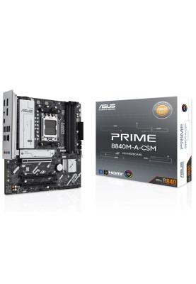 Материнська плата AM5 Asus PRIME B840M-A-CSM, B840, 4xDDR5, Int.Video (CPU), 4xSATA3, 3xM.2, 1xPCI-E 4.0 x16, 2xPCI-E 3.0 x16, Realtek 7.1, Realtek 2.5Gb, 5xUSB 3.2 / 6xUSB 2.0, HDMI/2xDP, MicroATX