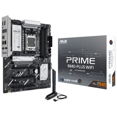 Материнська плата AM5 Asus PRIME B840-PLUS WIFI, B840, 4xDDR5, Int.Video (CPU), 4xSATA3, 3xM.2, 1xPCI-E 4.0x16, 3xPCI-E 3.0x16, 1xPCI-E. 2.5Gb, WiFi 6E, Bluetooth 5.3, 6xUSB 3.2/6xUSB 2.0, HDMI/DP, ATX