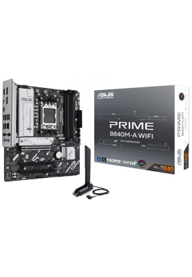 Материнська плата AM5 Asus PRIME B840M-A WIFI, B840, 4xDDR5, Int.Video (CPU), 4xSATA3, 3xM.2, 1xPCI-E 4.0 x16, 2xPCI-E 3.0 x16, Realtek 7.1, Realtek 2.5Gb, WiFi 6E, Bluetooth 5.3, 5xUSB 3.2 / 6xUSB 2.0, HDMI/2xDP, MicroATX