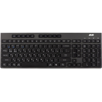 Клавіатура бездротова 2E KS280, Black, Bluetooth/2.4GHz USB, 10 окремих мультимедійних клавіш, 1xAA, EN/UA (2E-KS280WBGR_UA)
