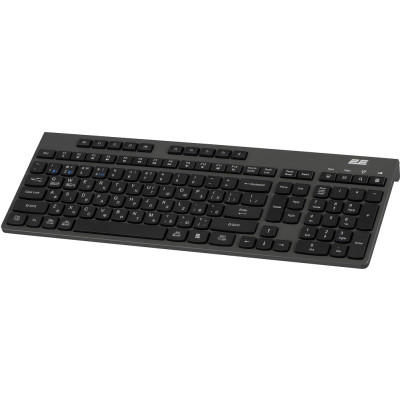 Клавіатура бездротова 2E KS280, Black, Bluetooth/2.4GHz USB, 10 окремих мультимедійних клавіш, 1xAA, EN/UA (2E-KS280WBGR_UA)